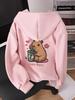 Felpa con Cappuccio e Stampa di Lettere Capibara per Ragazze – Stile Casual e Sportivo per Ragazze Più Grandi – Elegante Felpa con Zip per Primavera, Autunno e Inverno