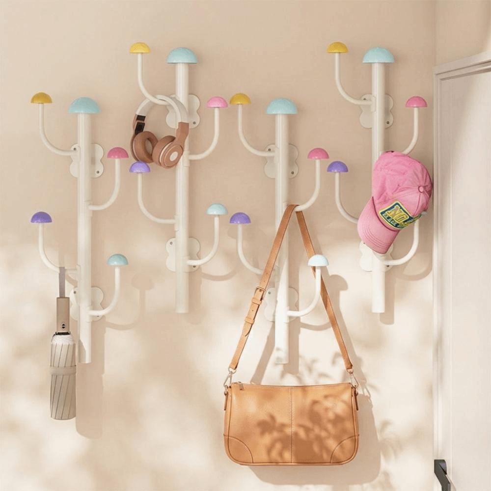 Smooth Edge Mushroom Coat Rack Space Saving Wall Hanging Hooks New Wall Coat Rack Entryway Storage