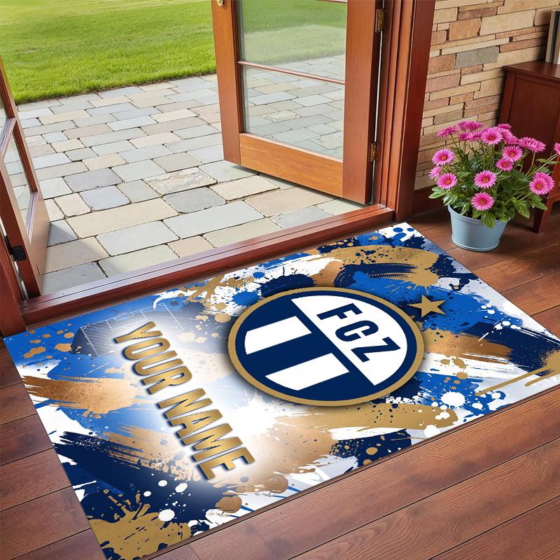 Crystal Velvet Rug Custom Name Text, Soft Non Slip Floor Mat Home DecorFC Zürich