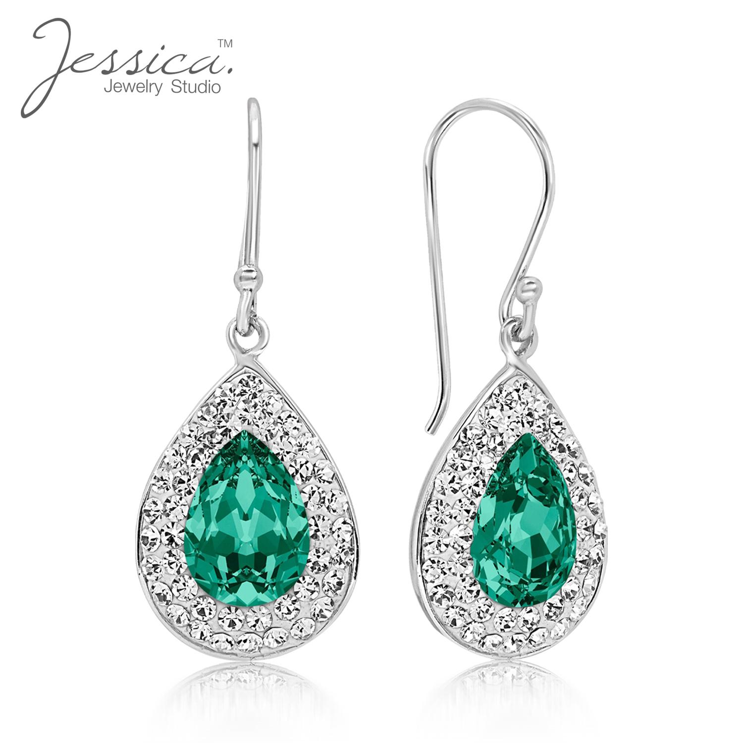 

Изумрудные серьги-капли из настоящего серебра 925 пробы в форме груши