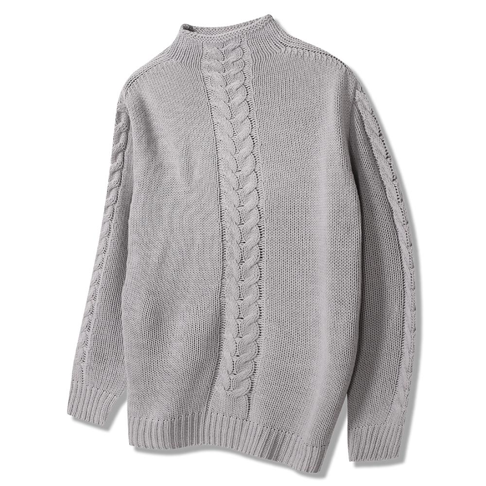 POLYGRAM Middle Cable Half Turtleneck Knit - 4 Colors