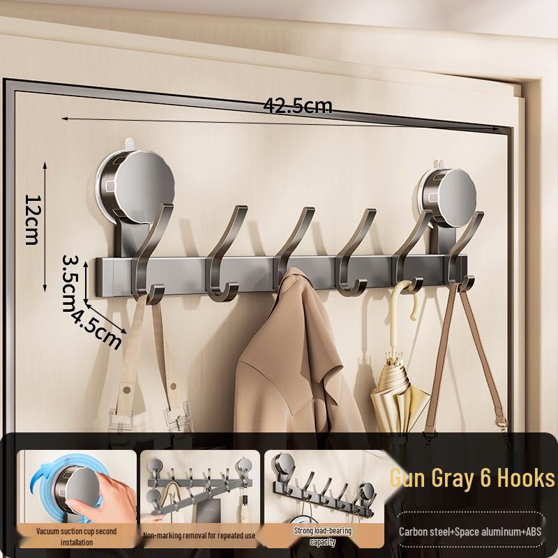Strong Adhesive No-Drill Suction Cup Door Hook for Clothes and Storage