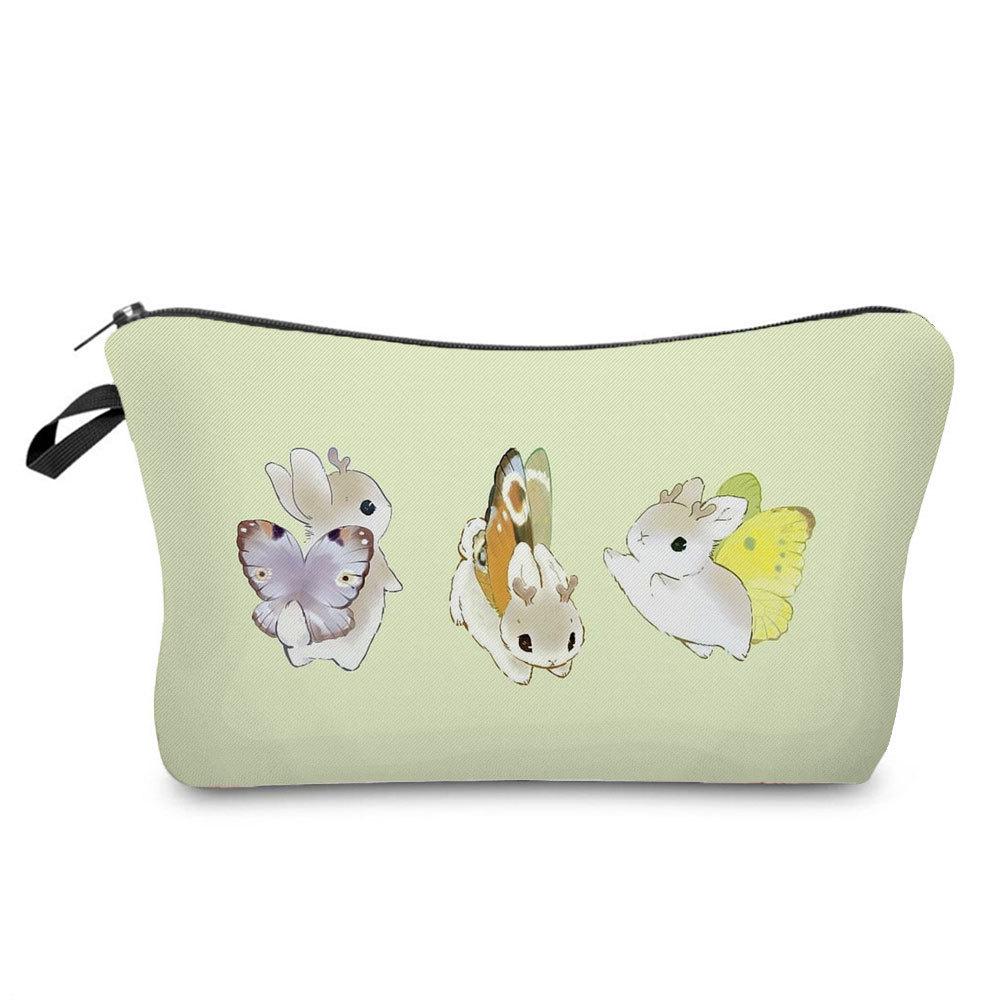 Women Rabbit Print Cosmetic Bag Toiletries Organize Travel Storage Case  6412 KTB