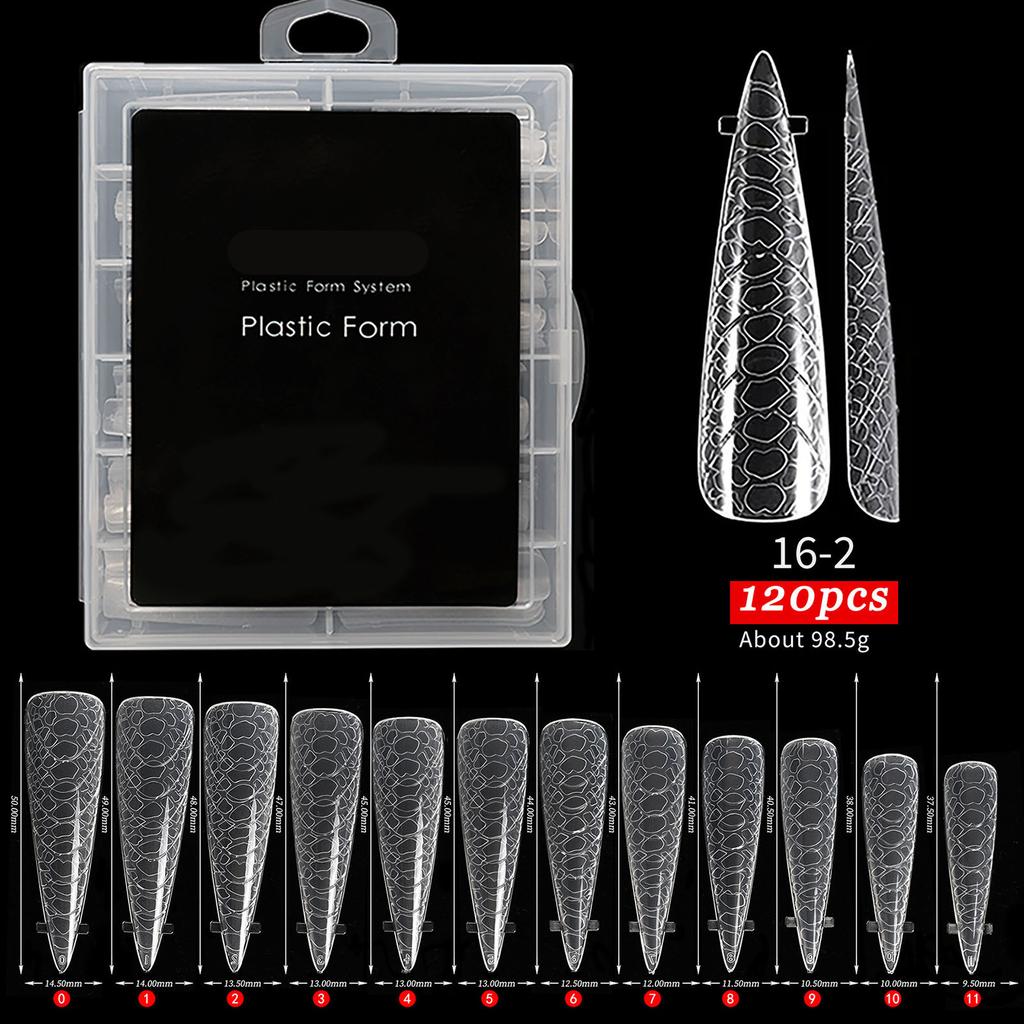 Almond Shaped Dual Nail Forms for Poly Gel Full Cover Nail Molds 12 Sizes Nail Extension Nail Art Salon Quality