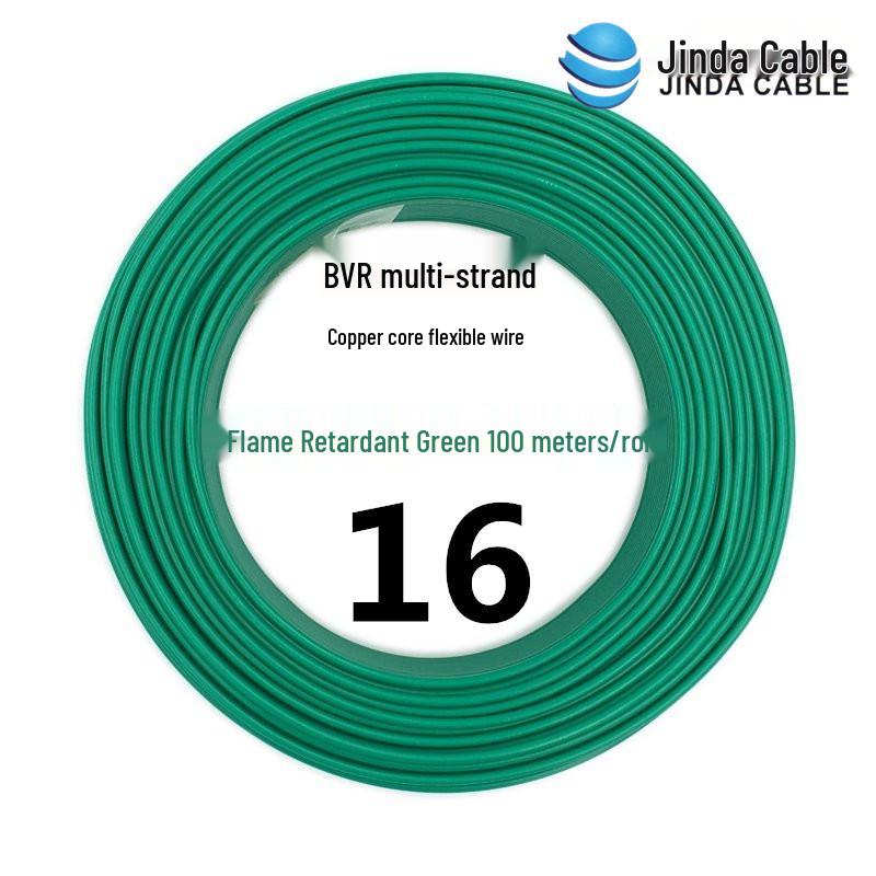 Jinda BVR Flame Retardant Single Core Multi-Strand Copper Wire 10/16/25mm² - Home & Industrial Use.