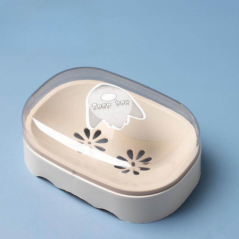 

Light Luxury Travel Sealed Soap Box with Lid Washbasin Home Soap Box Cartoon-shaped Soap Storage Rack бежевий