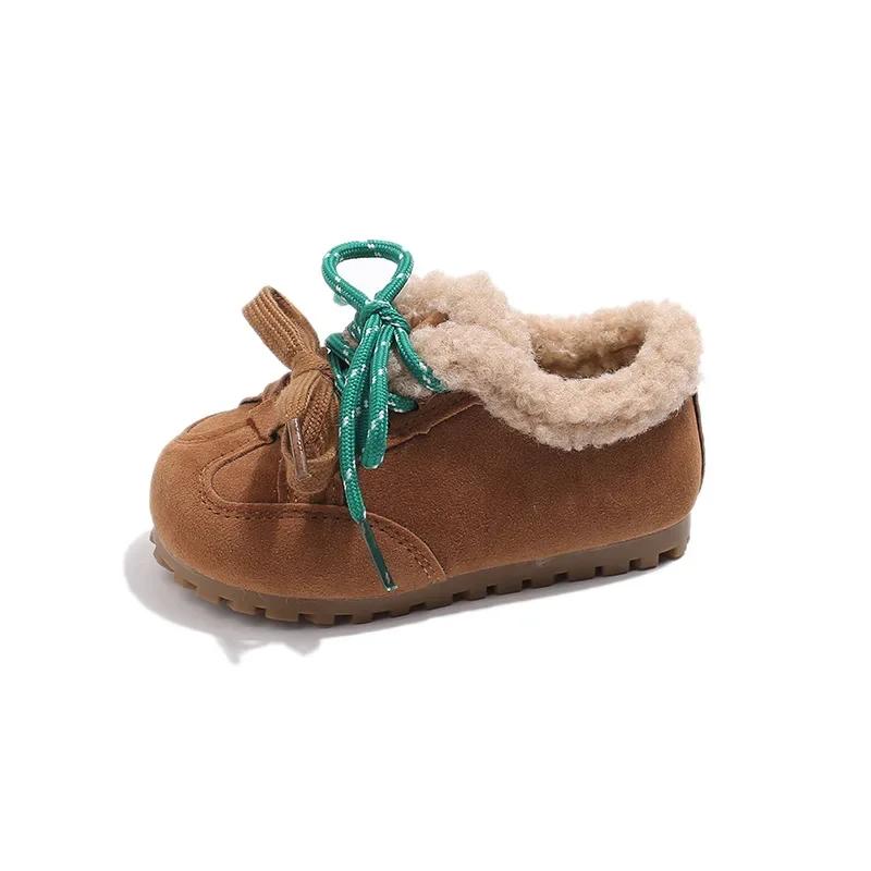 

2024 Детские плюшевые повседневные туфли для девочек Зимняя новая мода Корейский стиль Мягкая подошва Противоскользящие Универсальные Шикарные Универсальные туфли 22 верблюд