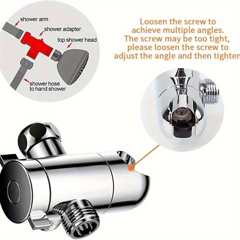 1 Three-way Shower Diverter Valve, 1/2 Inch Shower Arm Diverter Valve with Handheld Shower Head Bracket, Shower Arm Mounted Dive