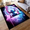 Runner Rug Stitch Sitting on Swing Among Cherry Blossoms with Pink Moon Clouds Cute Cartoon Home Decor Bedroom Living Room