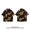 51 Hip-hop Retro Design Floral Full Print Short sleeve Shirts Men's and Women's Summer Ice Silk Cool Feeling Loose Casual Shirt