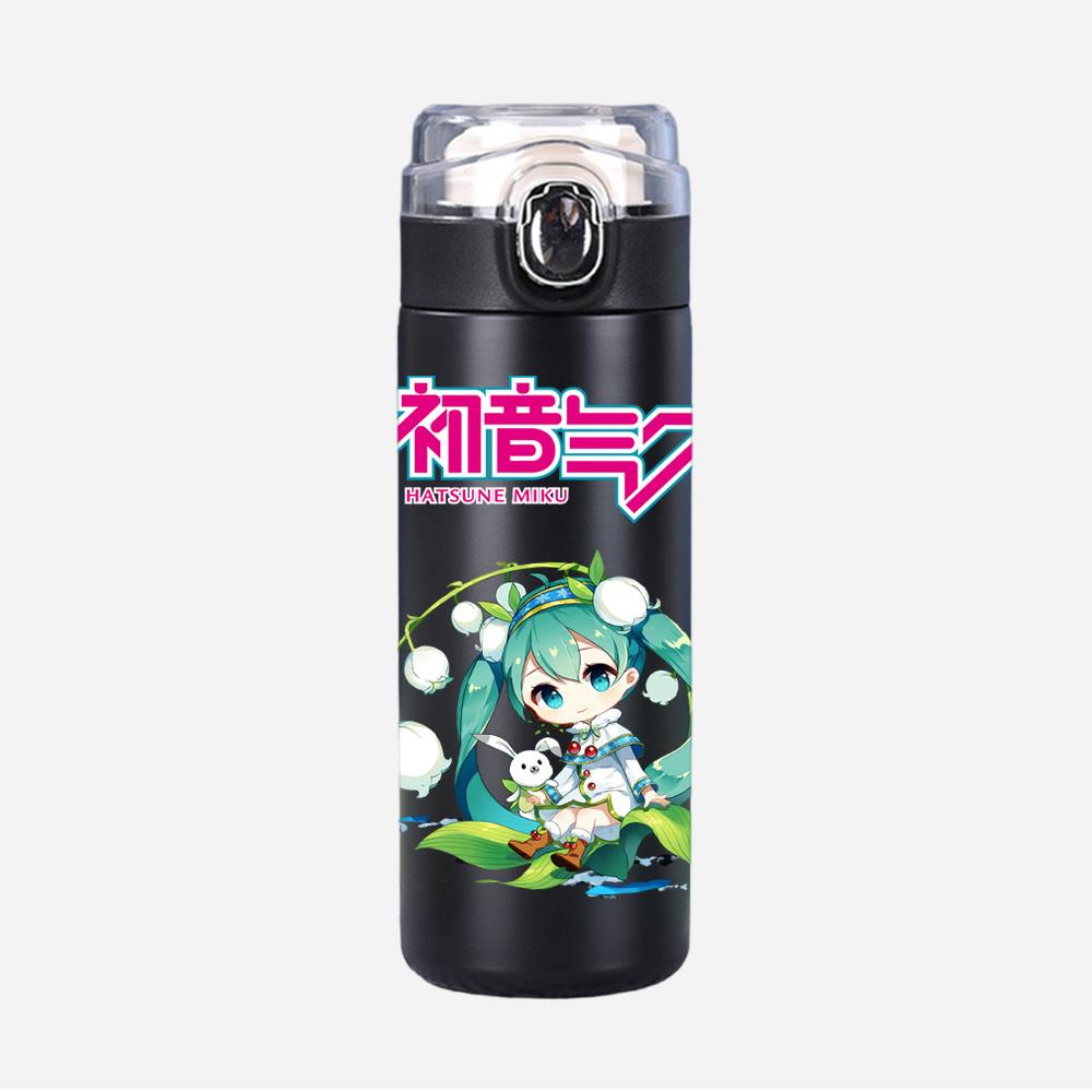 Tazza Termica Stampata Anime Hatsune Miku Portatile Acciaio Inossidabile 400ml Borraccia Anti-perdita Tazza da Campeggio Regalo