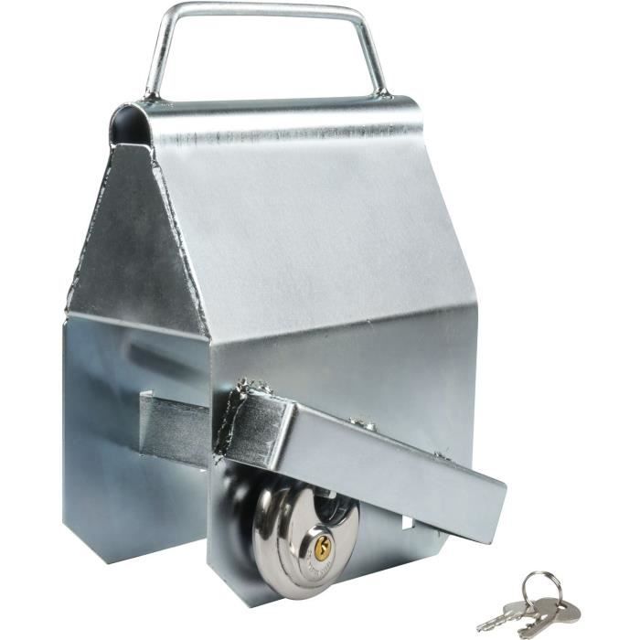 Antivol de remorque - SPOTLIGHT - Triangle avec poignée - Inclus cadenas - 2 clés - Couleur gris