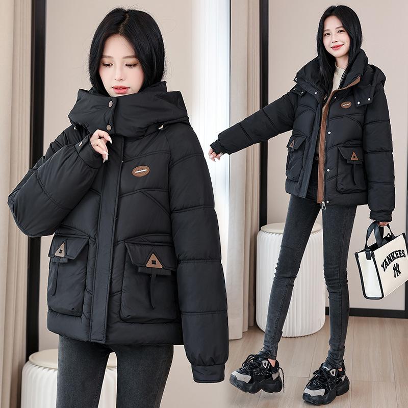 2025 Fall/Winter New Down Cotton Jacket Korean Loose and Thickened Hooded Bread Jacket Versatile Jacket
