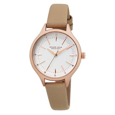 Sun Flame Kadın MJGJQA01-BE (GRANDJOUR Moda Saat Kadın) Yuvarlak Saat Bej Alaşım Analog