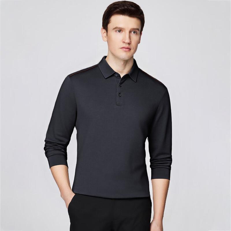 FIRS Men's Wool Blend Long Sleeve Business Polo Shirt
