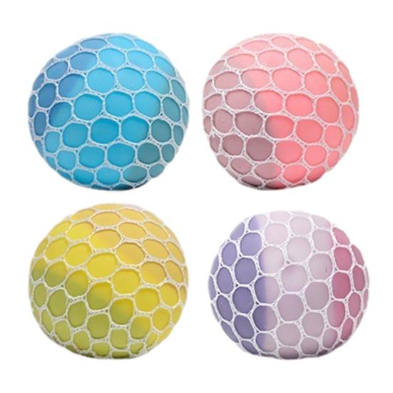 Mix Colored Grape Mesh Squeeze Ball Change Color Ball Stress Relief Sensory Toy Soft Hand Exercise Bouncy Ball for Anxiety Relief