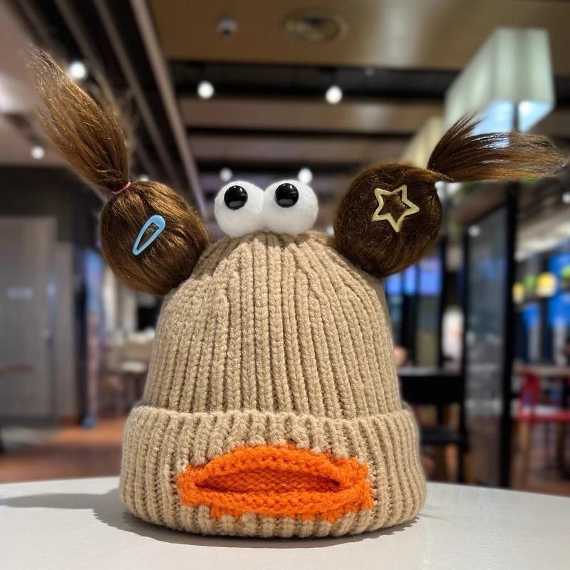 Cute Funny Knit Hat Women Street Snap Winter Thick Warm Ear Protection Cap