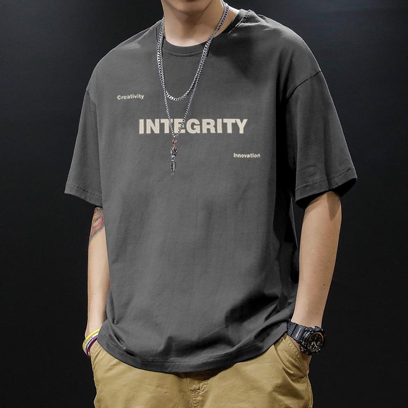 T-shirt Men's Short Sleeved Trendy Versatile Letter Printed Half Sleeved T-shirt Summer Loose Round Neck Casual Top