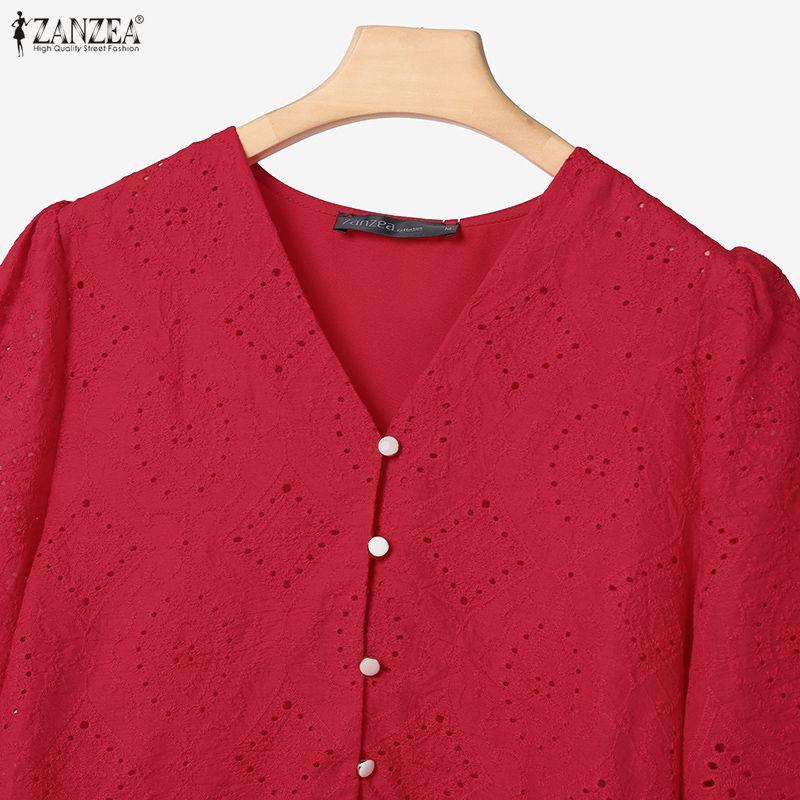 ZANZEA Women Short Sleeve Crochet Blouse and Long Skirts Summer Two Piece Sets