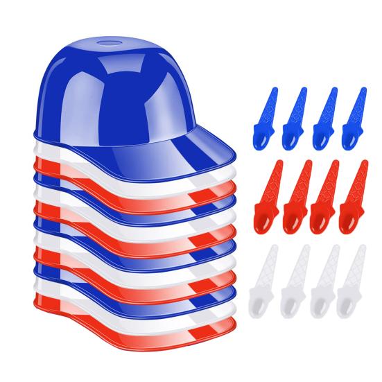 12 Sets Baseball Helmet Ice Cream Bowls with Spoons Reusable BPA Free Mini Dessert Cups Sundae Bowls Parfait Cups Appetizer Cups Birthday Party