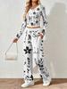 Spring and Autumn Ladies V-Neck Long Sleeve Pants Set Comfortable Casual Versatile Slim Two-piece Set