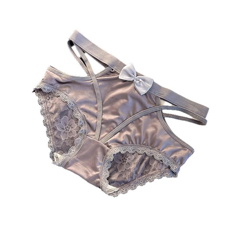 Lace Satin Low Waist Women's Briefs - Sexy French Style with Thin Straps