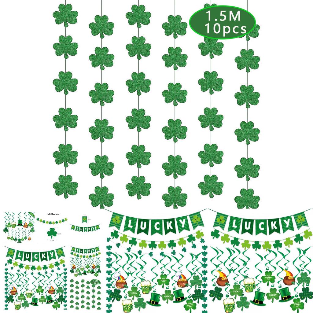 St.patrick's Day Party Supplies Clover Flag Ball Bar Bar Atmosphere Decorations