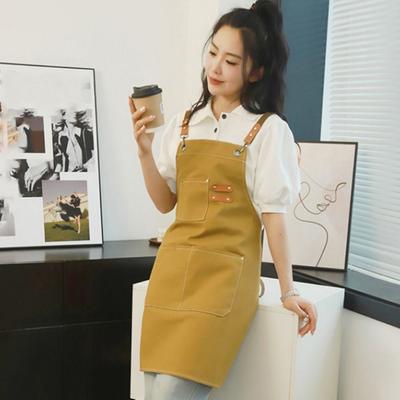 Oil-proof Canvas Apron Lightweight Stain-Resistant Kitchen Apron Adjustable Wear Resistant Barista Apron Beauty Nails Studios