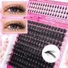 Diy False Eyelash Extension Kit Individual Lash Clusters Bottom And Upper Lashes Extra Thick And Fluffy Lashes For Beginners