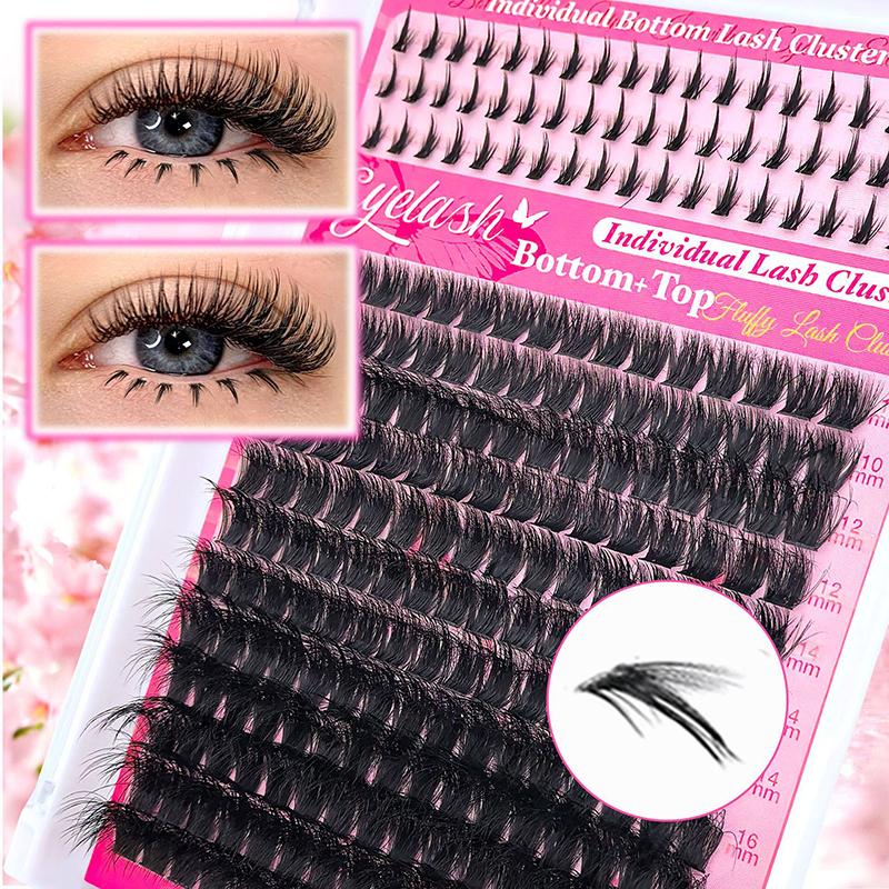 Diy False Eyelash Extension Kit Individual Lash Clusters Bottom And Upper Lashes Extra Thick And Fluffy Lashes For Beginners