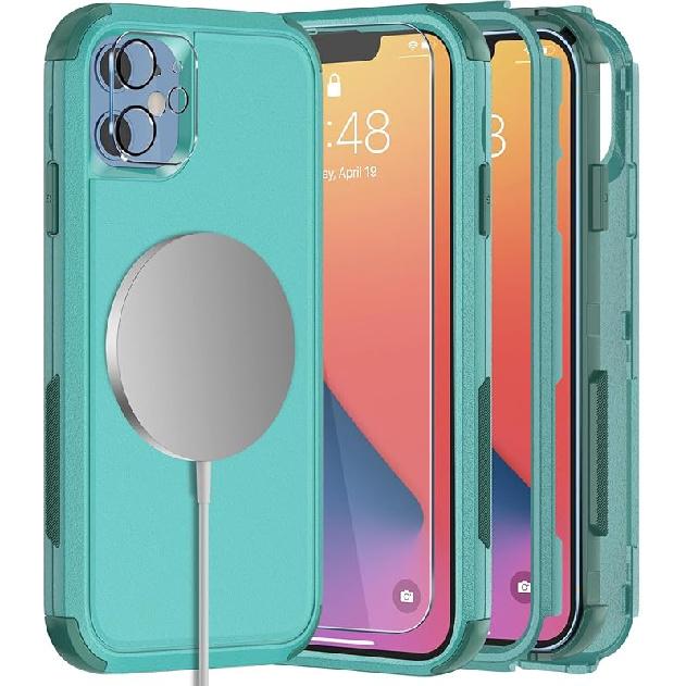 

Diverbox для чохла iPhone 11 [Протиударний] [Захищений від падінь] [Захисне скло для екрана], Чохол для телефону з посиленим захистом для Apple iPhone 11 Magnetic Teal