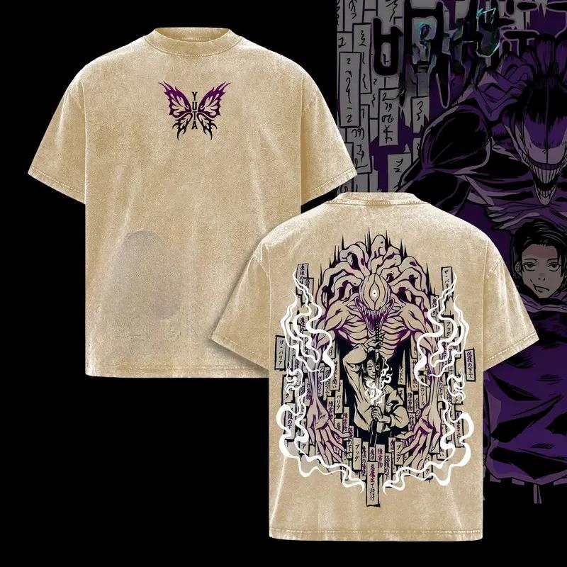 

Jujutsu Kaisen Оккоцу Юта Графическая Футболка Мужская Женская Одежда С Коротким Рукавом Хлопковые Футболки Винтажная Стирка Футболка Харадзюку Футболка S коричневый