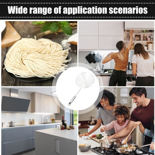 Spider Strainer Skimmer Ladle | Stainless Steel Wire Strainer Food Strainers | Hangable Kitchen Gadgets with Long Handle for Noodles, Oil Filtering, H