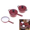 Miniature Cookware Enamel Pots and Pan Set Realistic Kitchenware For Doll House Scene Display And Kids Imaginative Play