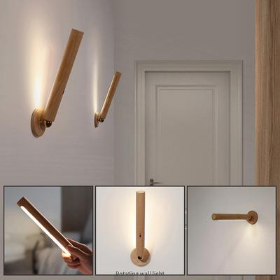Dřevěná nástěnná LED lampa otočná o 360°-magnetická odnímatelná plynule stmívací dobíjecí nástěnná lampa USB noční lampa dárek