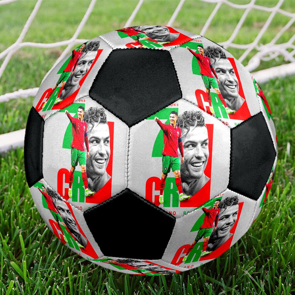 1 PZ Pallone da calcio Cristiano Ronaldo Flash taglia 5 Pallone da calcio indoor Praha Colorato Per tutte le età Cucito a macchina PVC Pronto per la competizione Resistente Alto rimbalzo