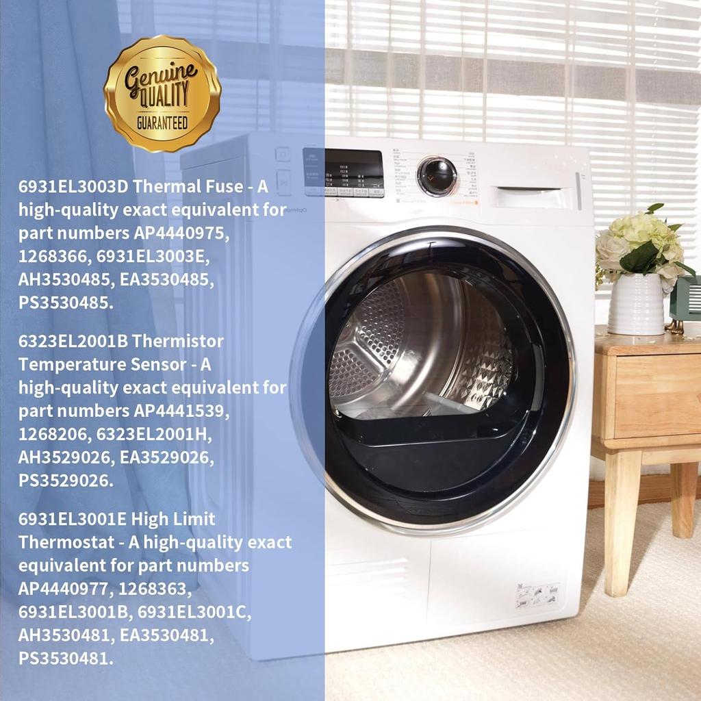 6931EL3003D Limit Thermostat & 6931EL3001E Thermostat & 6323EL2001B Thermistor Compatible with LG Dryers Replaces AP4440975, 1268366, 6931EL3003E,