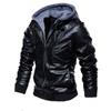 Winter Männer Leder Jacke Mit Kapuze Motorrad PU Baseball Jacke Mantel Männlichen Warme Fleece Windjacke Outwear Jacken