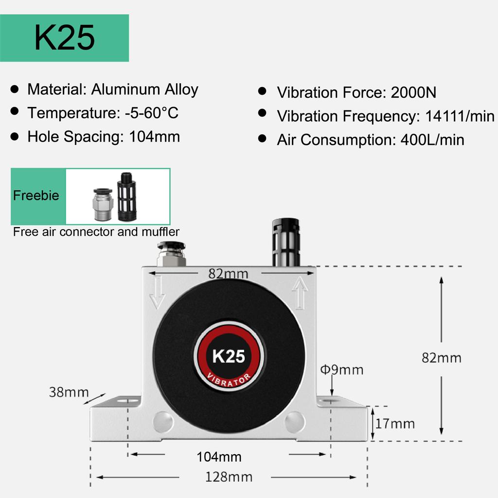 K20 K25 Pneumatic Ball Vibrator Air Operated Hopper Vibrator Bin Discharger Vibrator Turbine Vibration Motor for Silo