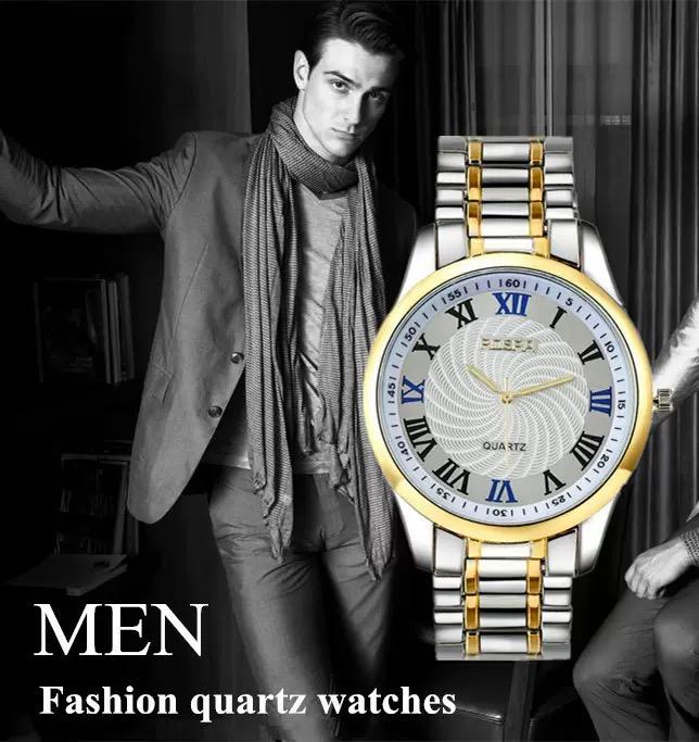 Men Steel Quartz Wristwatch Male watches Mens Silver Gold Classic Masculino Hours Watches