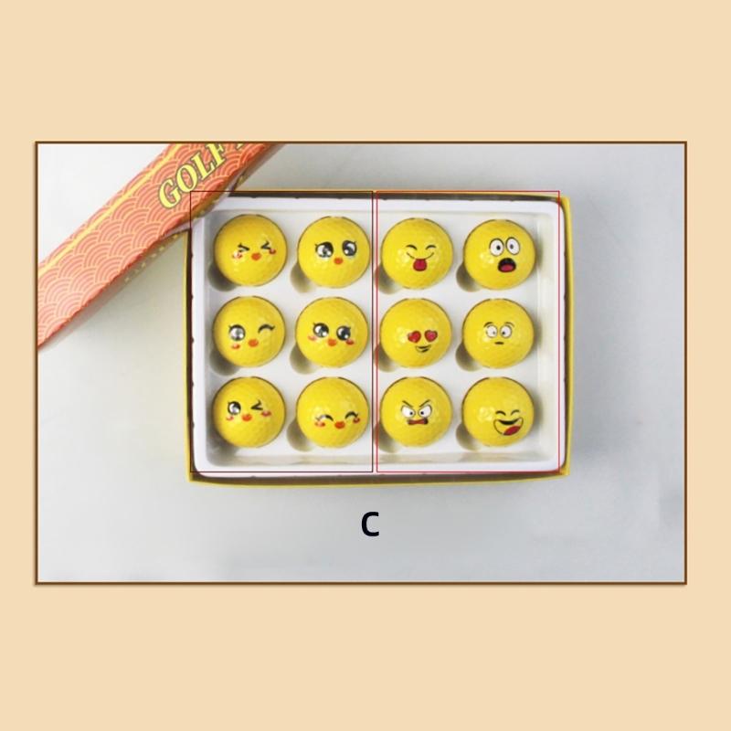12Pcs Lovely Emotion Face Golf Balls Funny Yellow Practice Golf Balls Novelty Golf Gift for Men Women Golfers Enduring