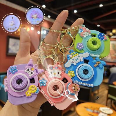 Cute Mini Projection Camera Cartoon Luminous Projection Light Women's Bag Keychain Pendant