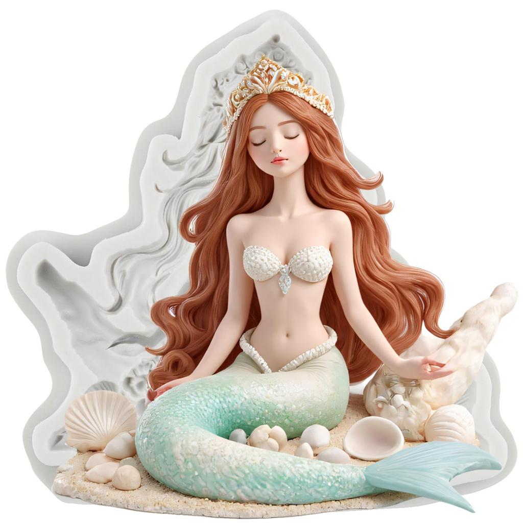 Mermaid Silicone Molds Mermaid Girl Fondant Mold Cake Decorating Tools Cupcake Topper Chocolate Candy Craft Gum Paste Polymer Clay