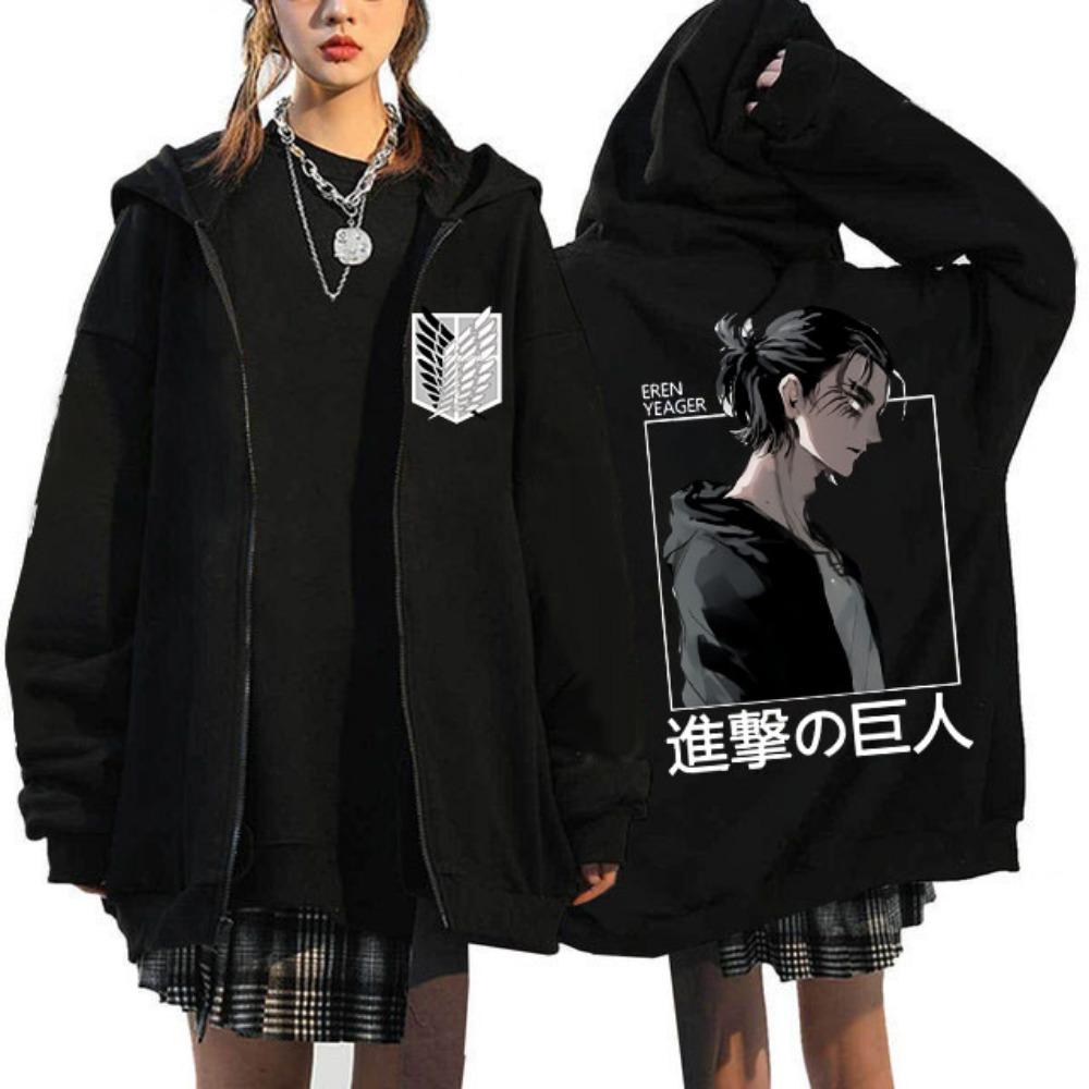 Anime Attack on Titan Poslední sezóna Mikina s kapucí na zip Shingeki No Kyojin Y2k Bundy na zip Mikiny Eren Yeager Manga Streetwear