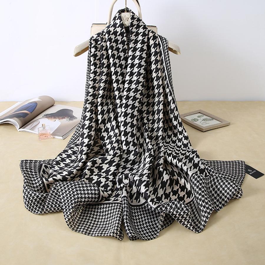 

100% Natural Silk Scarf Women Luxury Brand Digital Print Flowers Silk Pashmina Shawl Female Long Bandana Foulard 2020 Oversize L 180cm