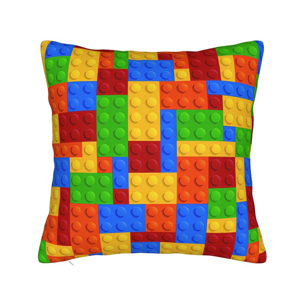 Candy Multicolor Building Blocks Pattern Pillow Cover Comfy Cushion Cover Funny Pillow Case For Living Room Chair