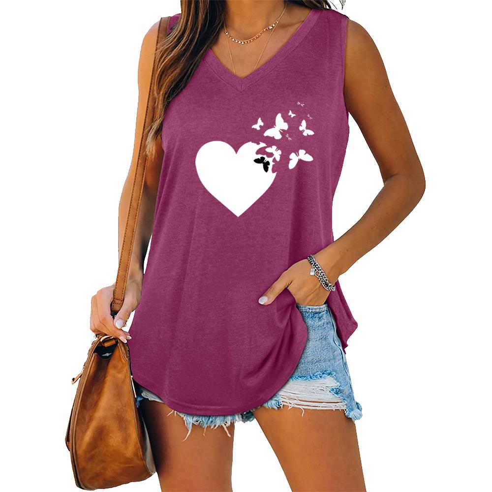 Summer Fashion Tank Top Women V Neck Shirt Ladies Casual Sleeveless T-shirt