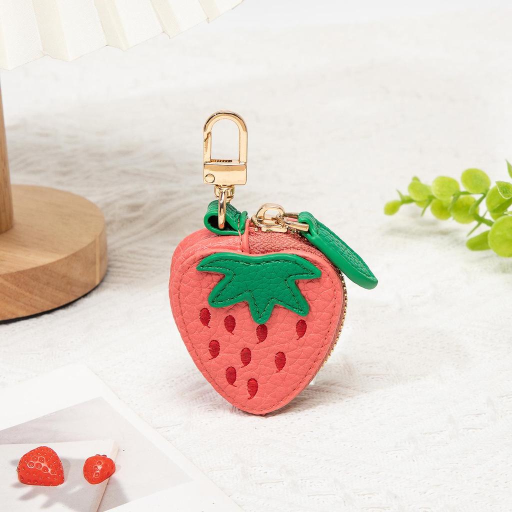 Cross-border Spot Bag Charm: Fruit Series Coin Purse, PU Leather Keychain, Earphone Bag - Small & Cute
