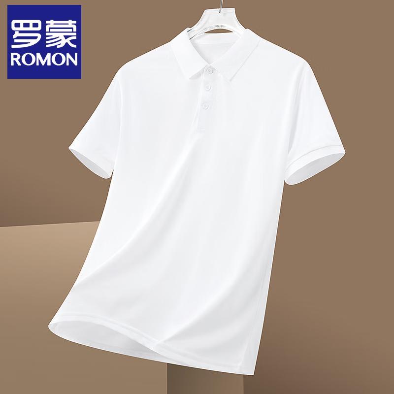 Romon Men s Business Casual Ice Silk Short Sleeve Polo Shirt 5XL
