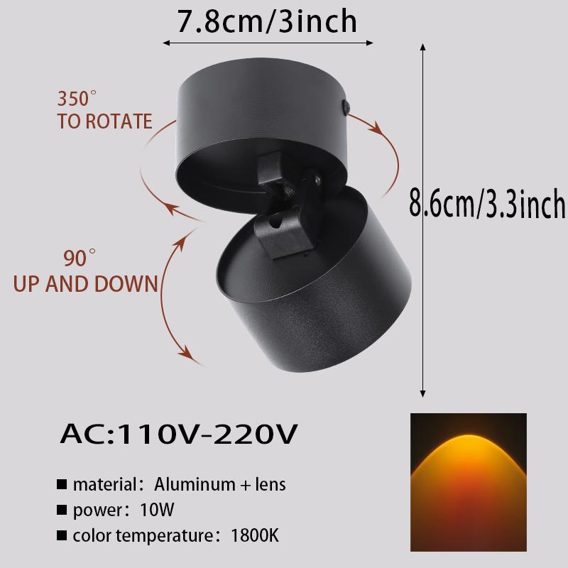 

Светодиодный светильник AC 110V-220V COB Sunset Spotlight Surface Recessed Потолочный светильник для домашнего декора Гостиной Прихожей 10W Sunset color&1PCS
